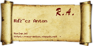 Rácz Anton névjegykártya